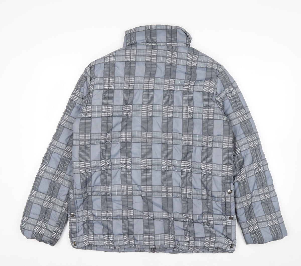 Tu Woman Grey Check Puffer Jacket Size 12 Regular Fit Mid-Length