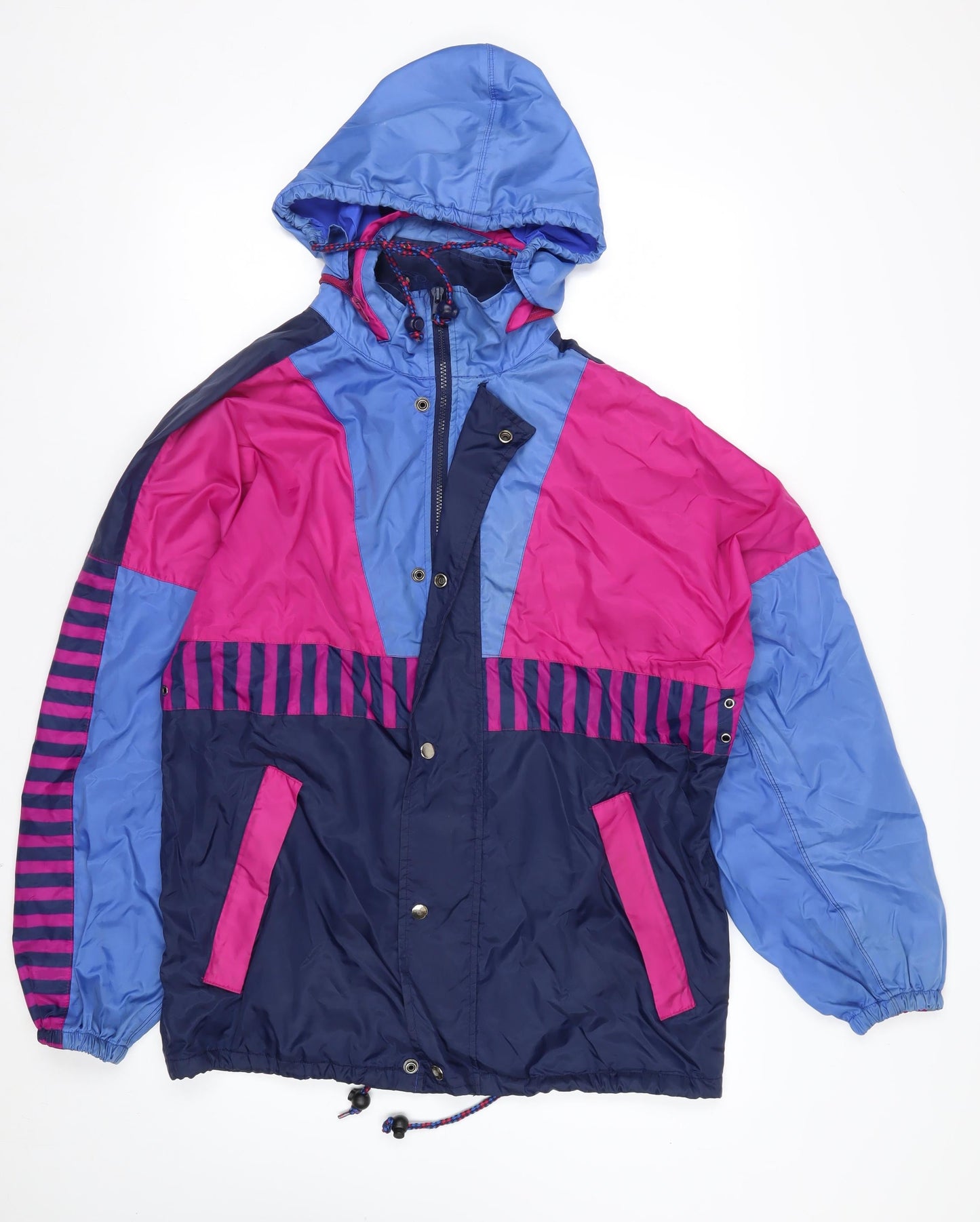 Regatta Womens 90s Retro Colour Block Waterproof Hooded Anorak Jacket Blue Pink Navy Size S