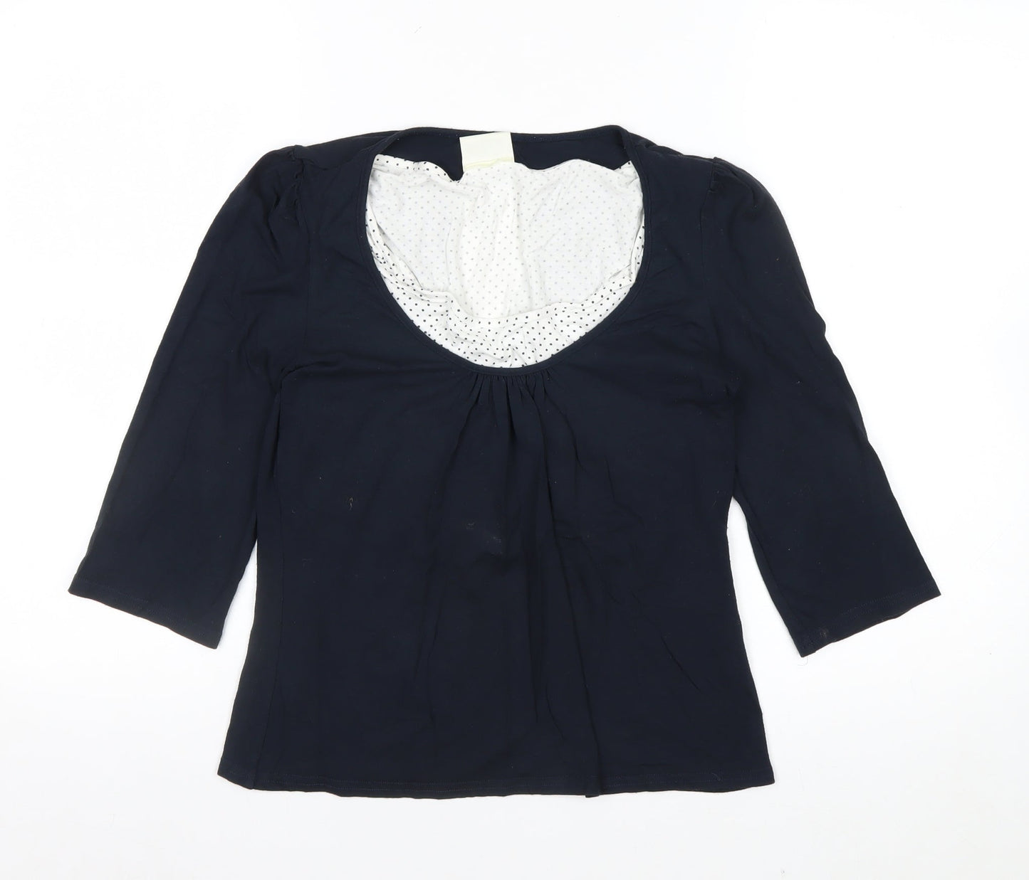 Kaliko Women Blue 3/4 Sleeve Scoop Neck Viscose Stretch Blouse UK 12