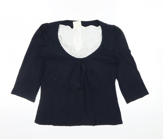 Kaliko Women Blue 3/4 Sleeve Scoop Neck Viscose Stretch Blouse UK 12