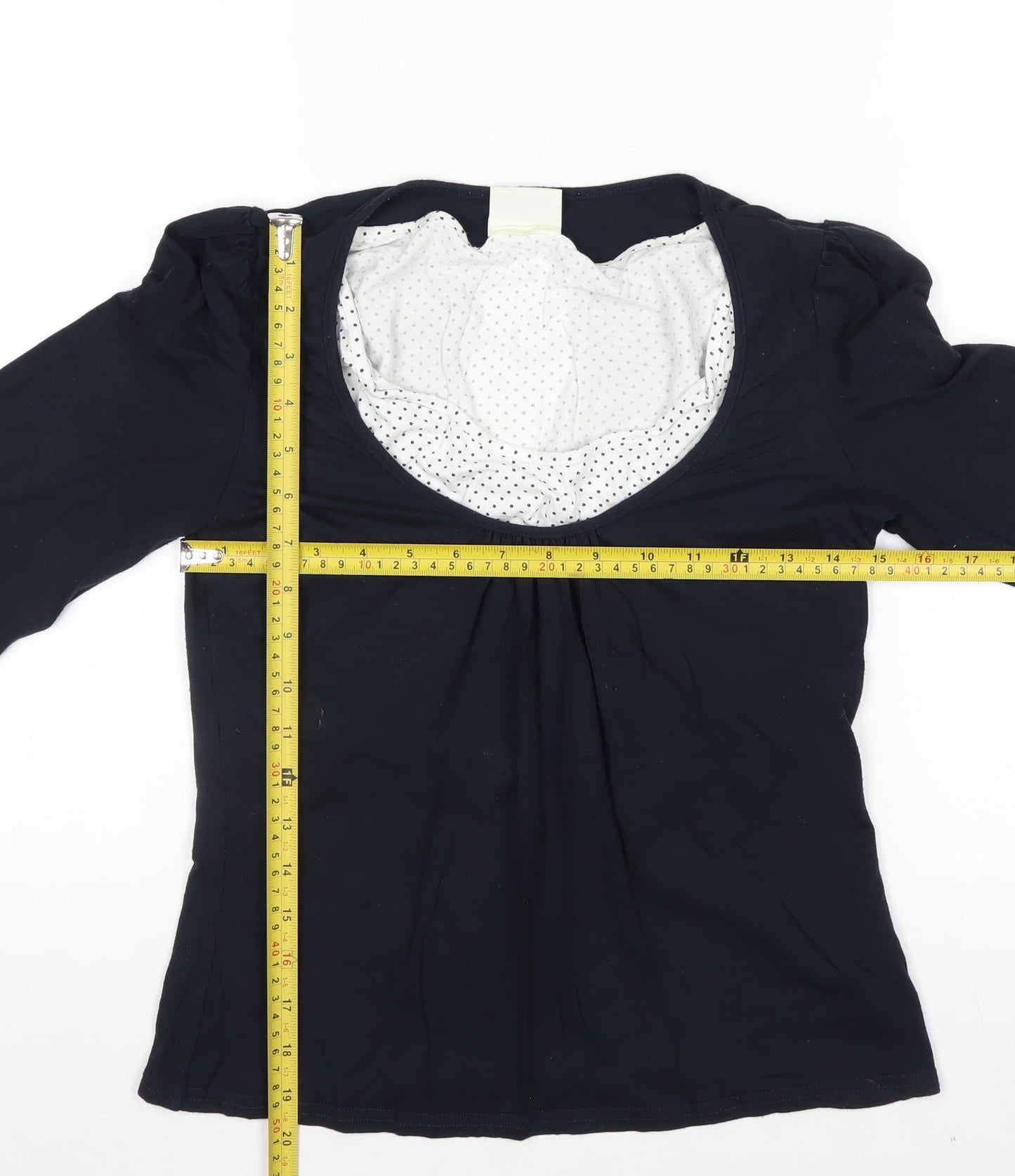 Kaliko Women Blue 3/4 Sleeve Scoop Neck Viscose Stretch Blouse UK 12
