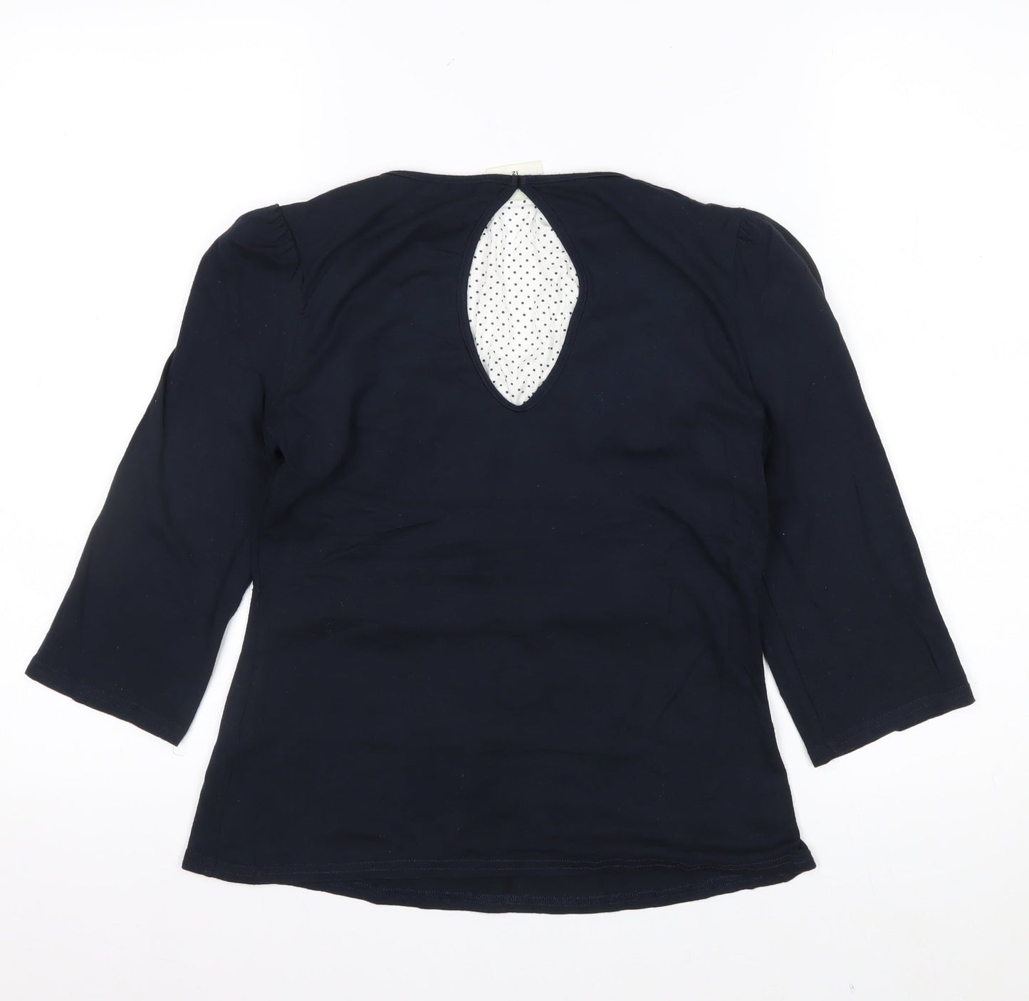 Kaliko Women Blue 3/4 Sleeve Scoop Neck Viscose Stretch Blouse UK 12