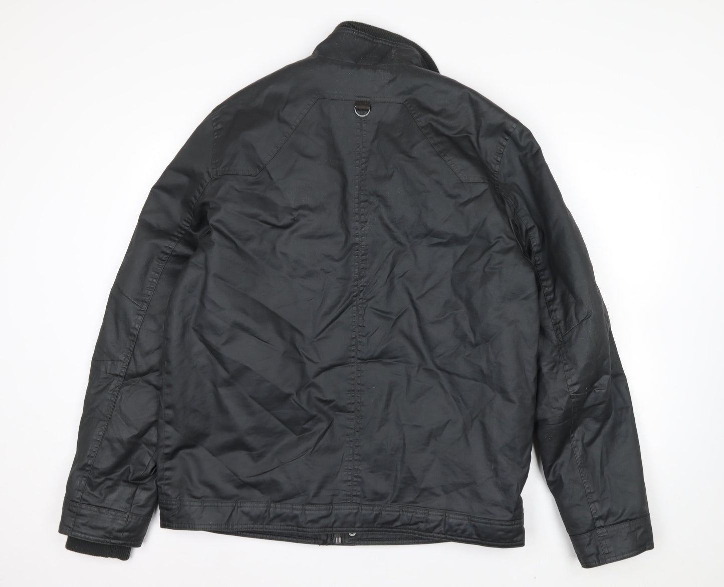 F&F Men's Black Biker Zip Jacket L Regular Water Resistant