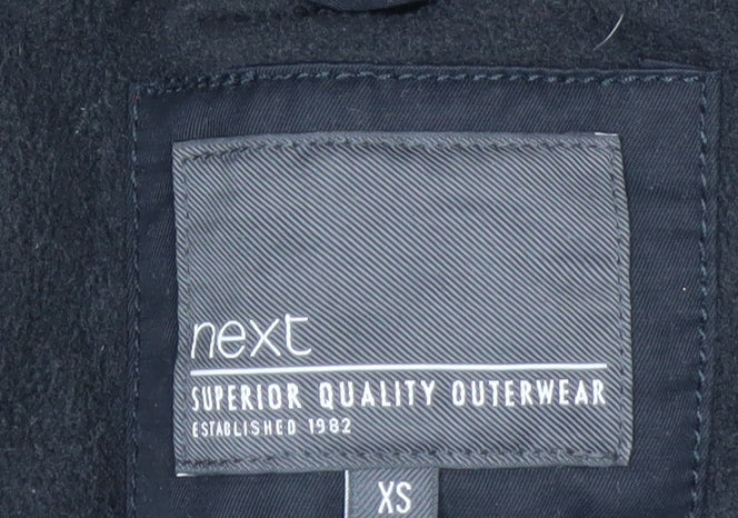 Next Men's Black XS Puffer Jacket with Faux Fur Hood Winter Coat