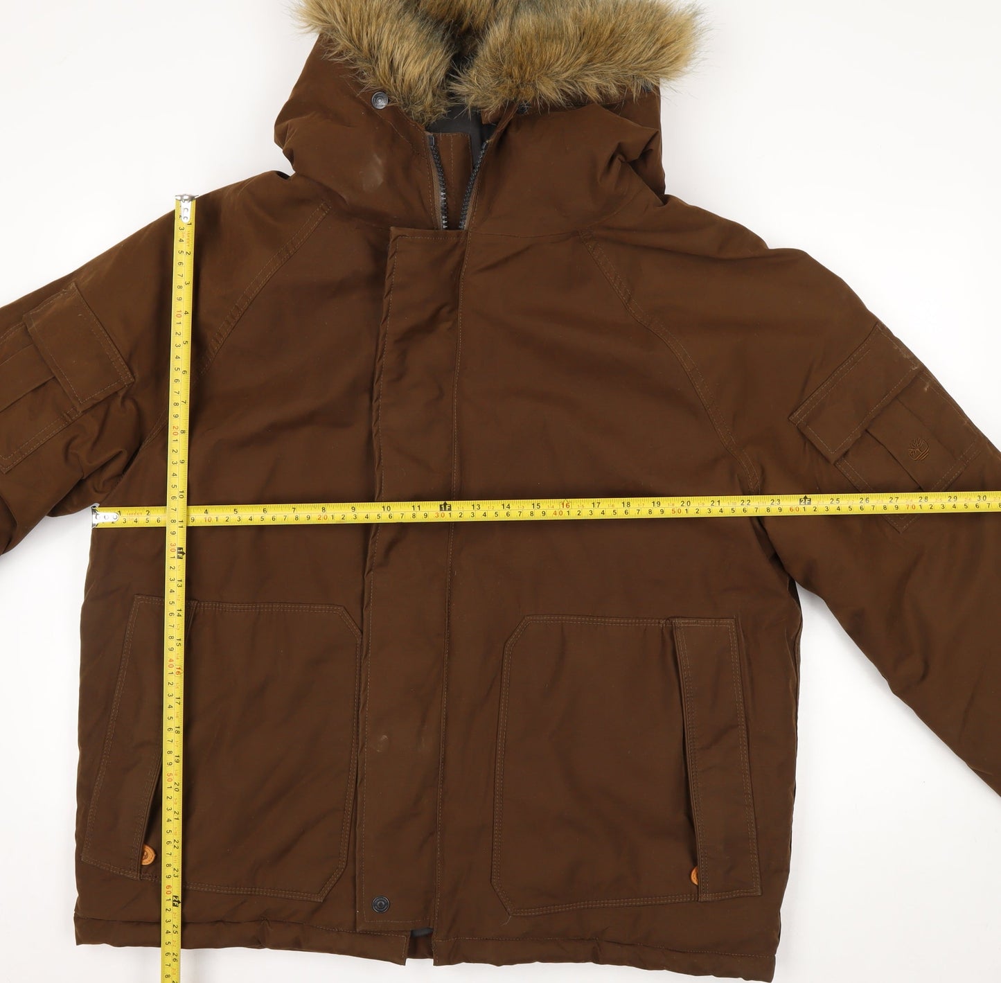 Timberland Men's Brown Waterproof Parka Jacket L Hooded Outdoor