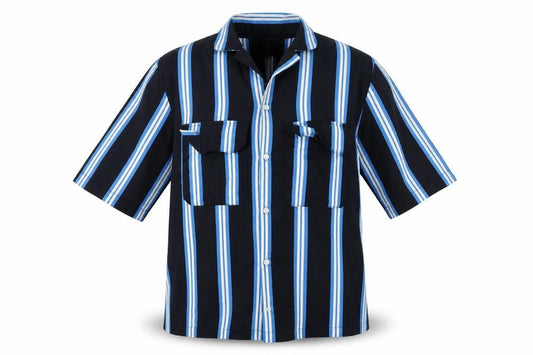 H&M Men’s Navy Blue Striped Lyocell Button-Up Shirt L
