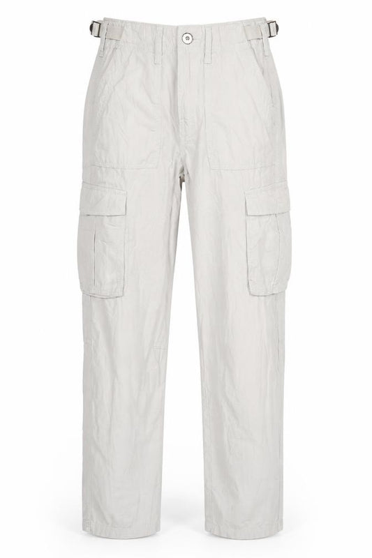 Bershka Women's Beige Cargo Trousers Size 4 Cotton Utility Pants