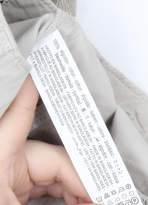 Bershka Women's Beige Cargo Trousers Size 4 Cotton Utility Pants