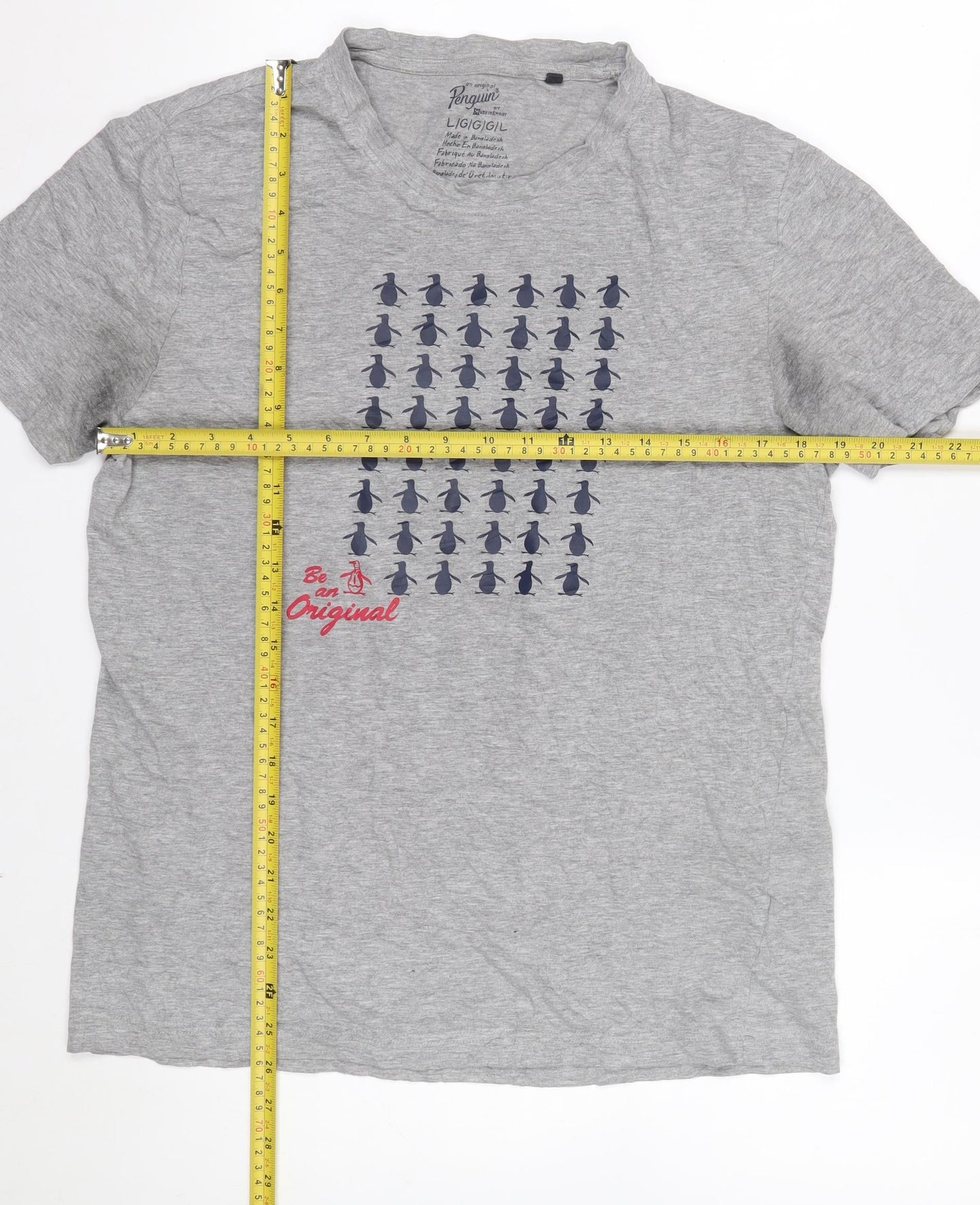 Original Penguin Men's Grey L Graphic Penguin Print Cotton T-Shirt