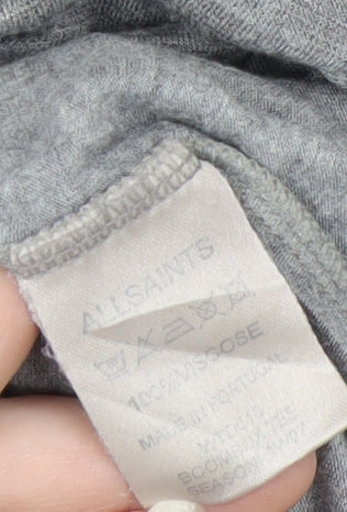 AllSaints Women's Grey XS Basic Viscose Scoop Neck T-Shirt
