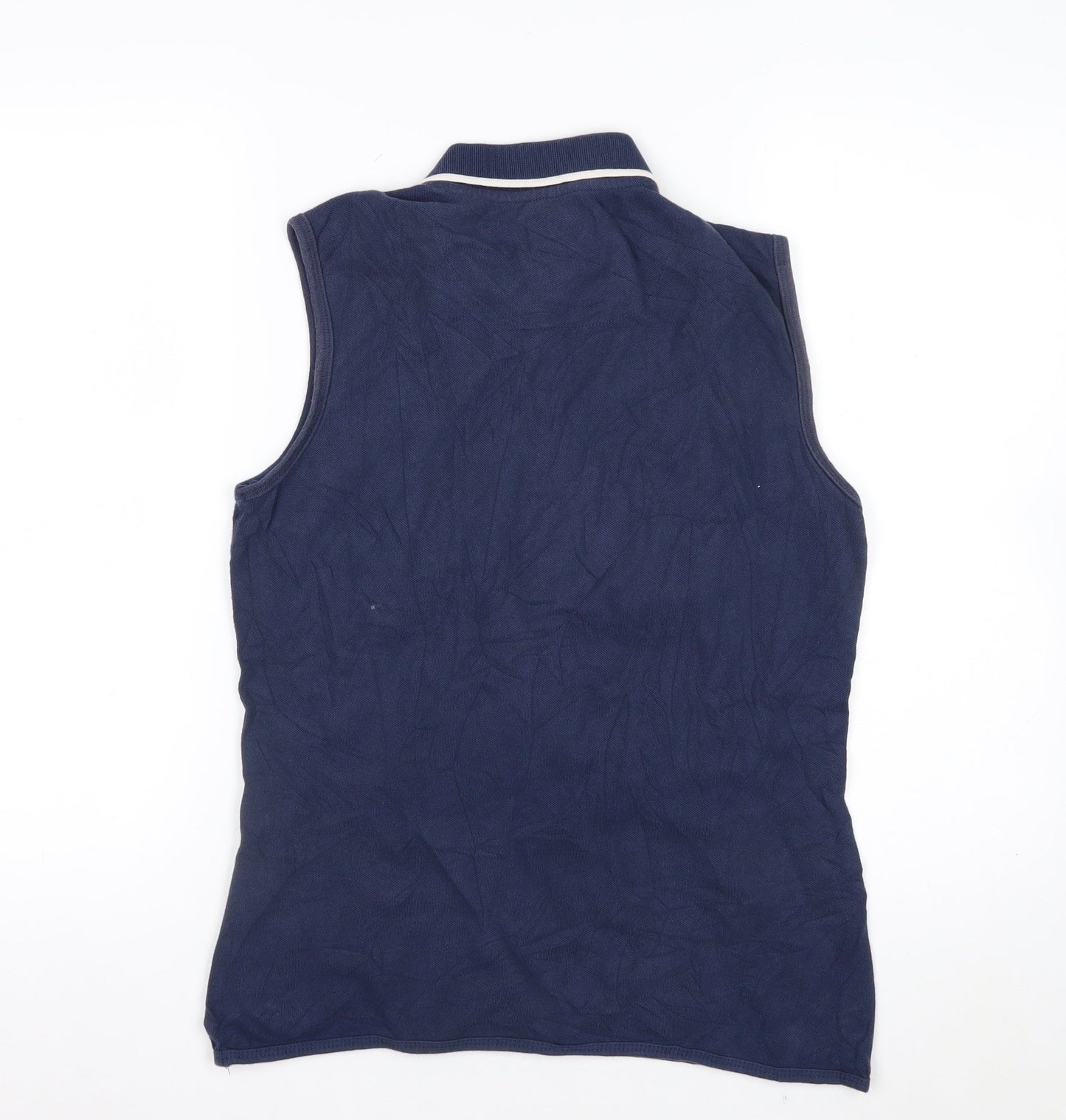 Hazy Blue Women's Navy Sleeveless Cotton Polo Shirt Size 12