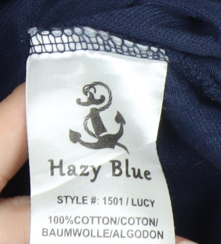 Hazy Blue Women's Navy Sleeveless Cotton Polo Shirt Size 12