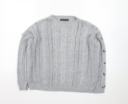 Marks and Spencer Women Grey Cable-Knit Wool Blend Jumper Size 14