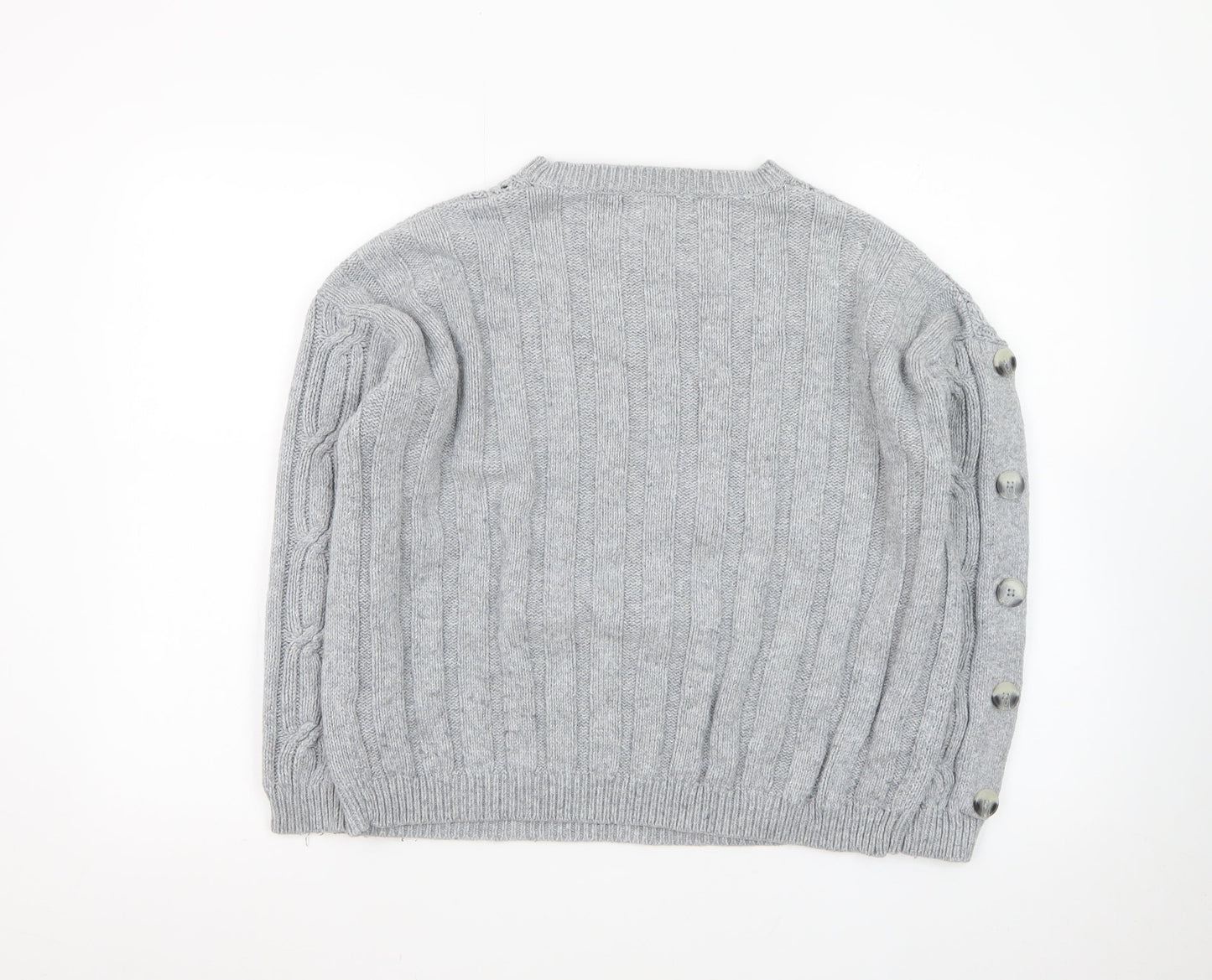 Marks and Spencer Women Grey Cable-Knit Wool Blend Jumper Size 14