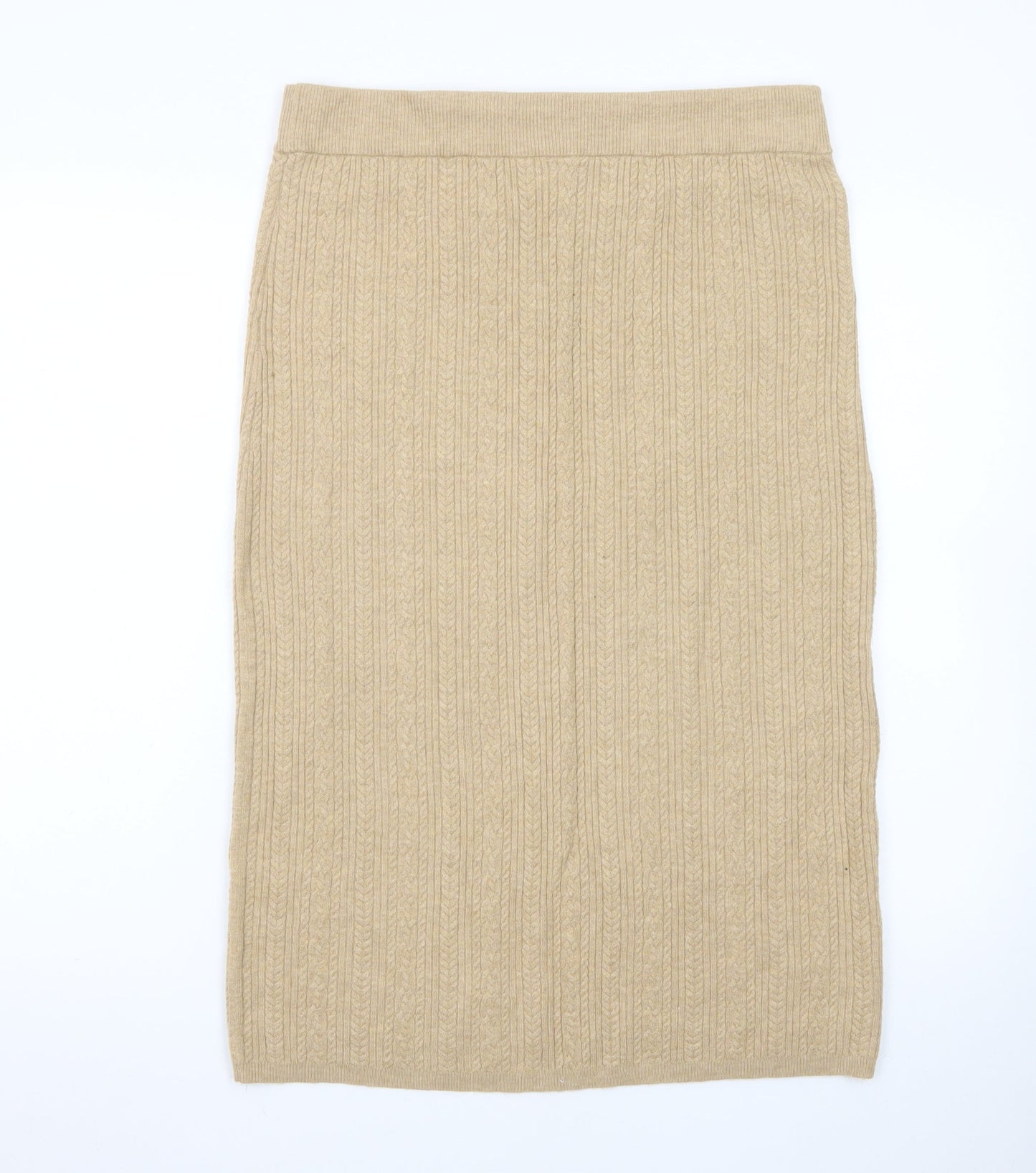 Marks and Spencer Women Beige Wool Knit Pencil Skirt Size 14