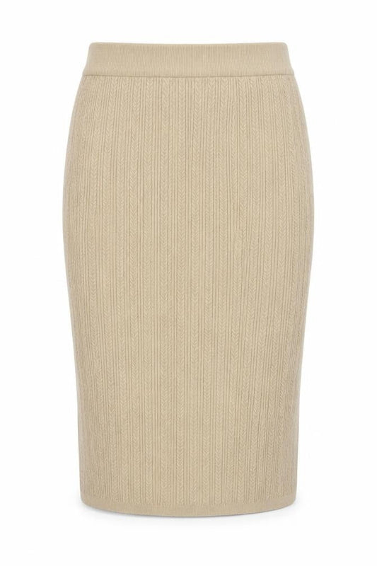 Marks & Spencer Women Beige Wool Knit Pencil Skirt Size 14