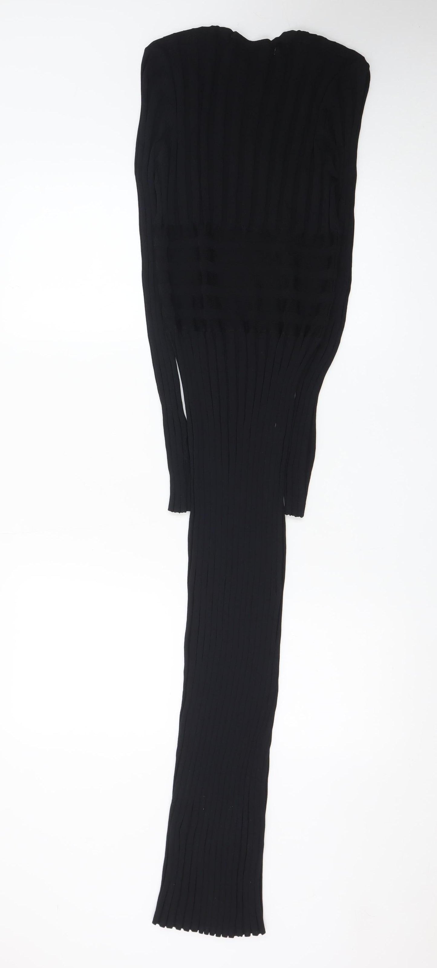Zara Women Black Size 10 Long Sleeve Bodycon Knit Dress