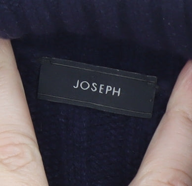 Joseph Women Blue Wool Roll Neck Ribbed Jumper Size M