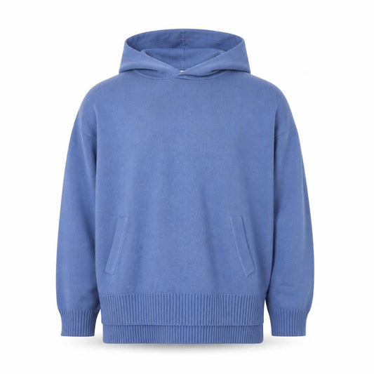 Kin Mens Blue L Hooded Cotton Pullover Jumper Knitwear