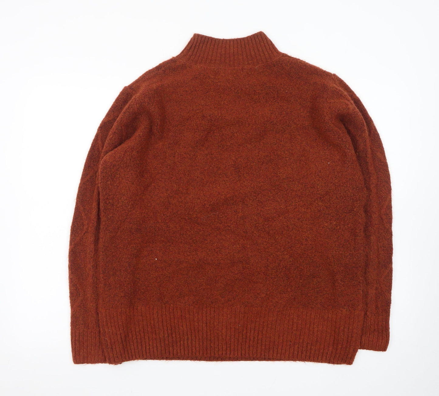 ISLE Women's Brown Mock Neck Cable-Knit Pullover Jumper Size L 18-20