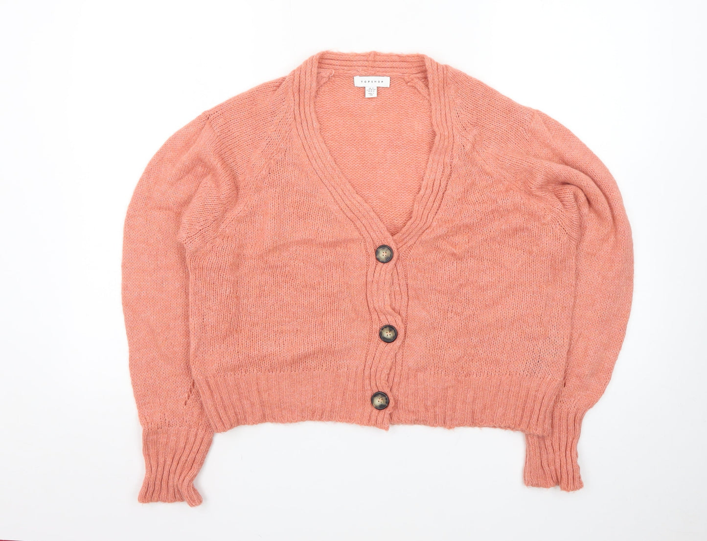 Topshop Women’s Pink V-Neck Button Cardigan Jumper M