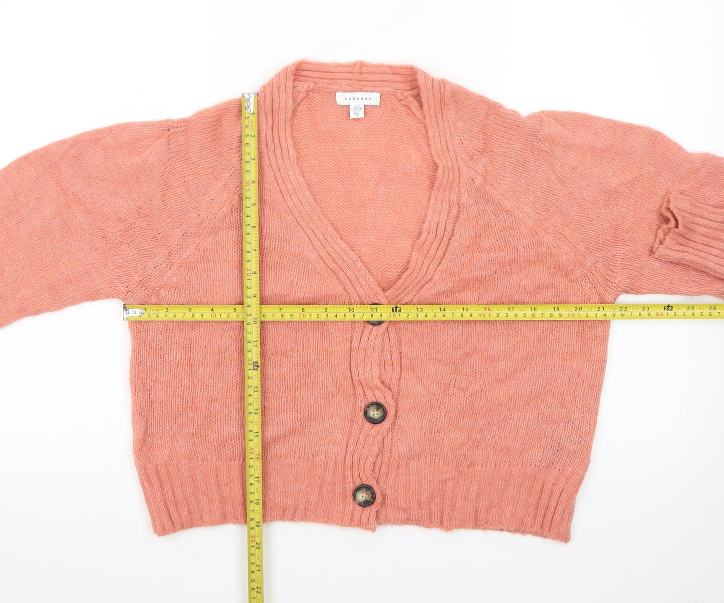 Topshop Women’s Pink V-Neck Button Cardigan Jumper M