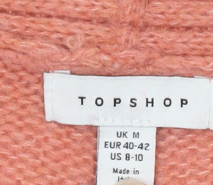 Topshop Women’s Pink V-Neck Button Cardigan Jumper M