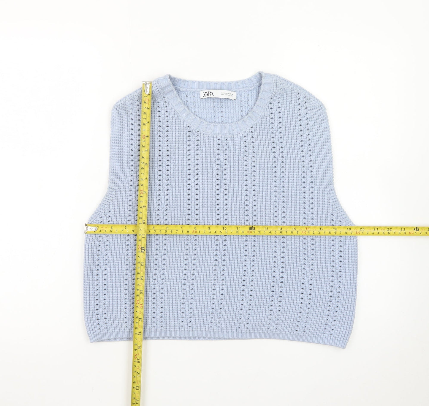 Zara Women Blue Knit Sleeveless Vest Jumper Size S