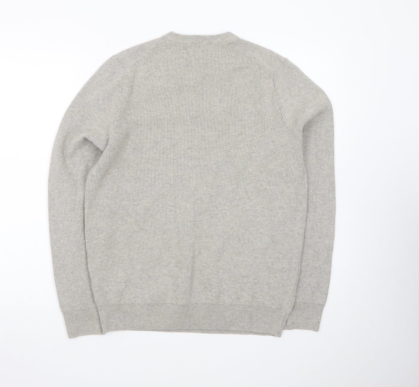 Marks and Spencer Men Grey Cotton Blend Crew Neck Jumper Size M