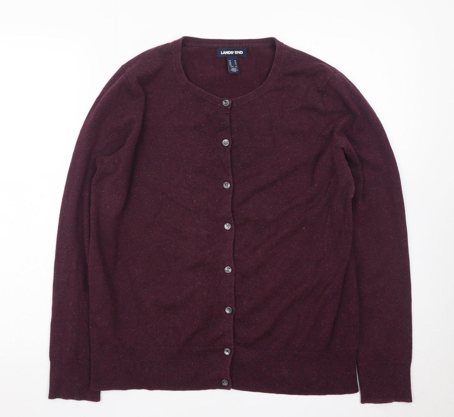 Lands' End Men's Purple Wool Cardigan M Regular Fit
