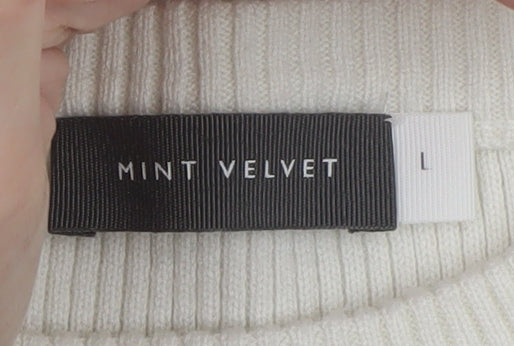 Mint Velvet Women's Black White Ribbed Knit Pullover Jumper Size L