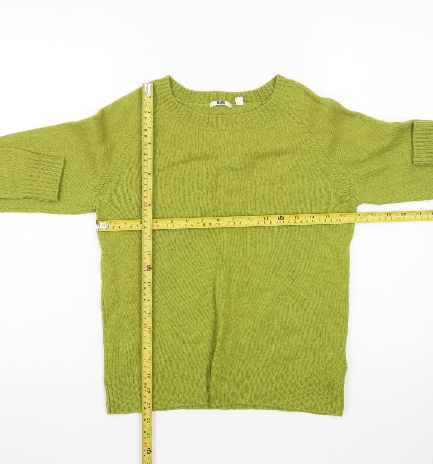 Uniqlo Womens Green Wool Crew Neck Pullover Jumper M