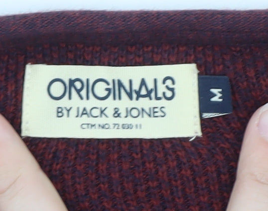 Jack & Jones Men's Red Knit Pullover Jumper Size M