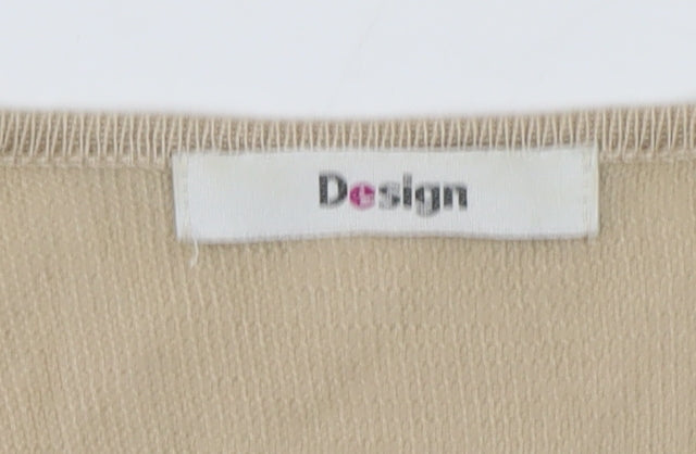 Design Women Beige Knit Crochet Hem Sleeveless Shift Dress Size 18