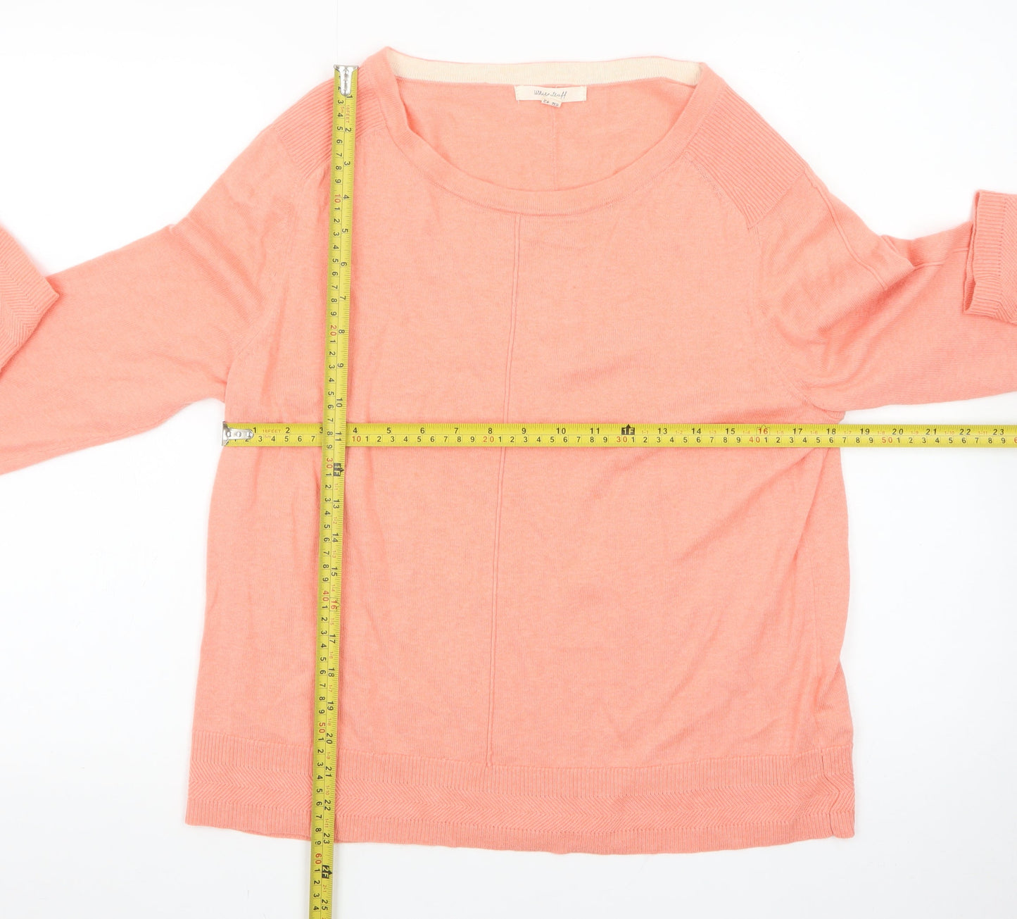 White Stuff Women's Pink Cotton Crew Neck Jumper Size 14