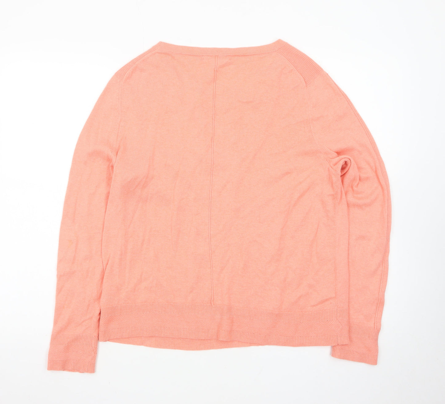 White Stuff Women's Pink Cotton Crew Neck Jumper Size 14