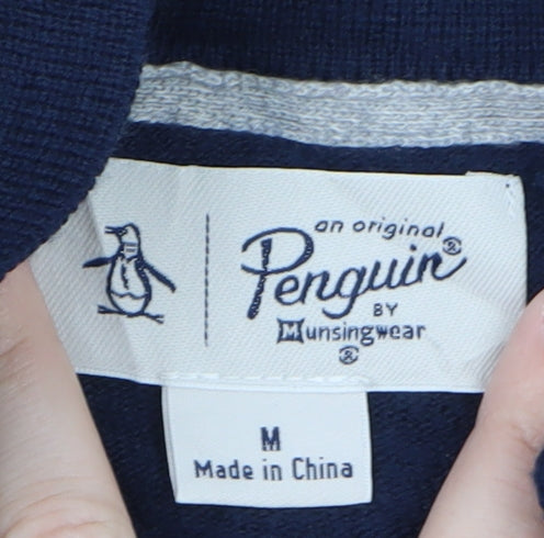 Original Penguin Men's Navy Blue Collared Cotton Pullover Jumper M