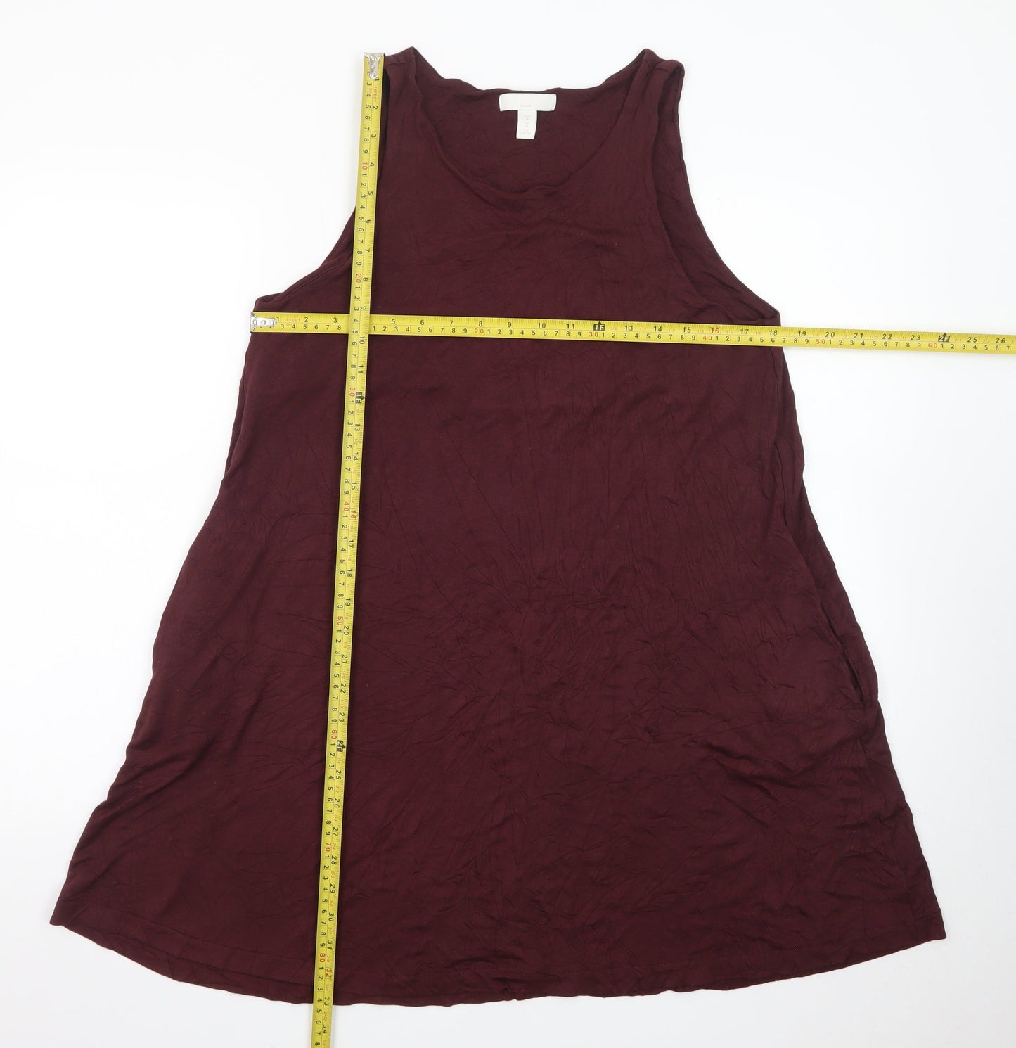 H&M Womens Burgundy Tank Dress M Sleeveless Jersey Casual