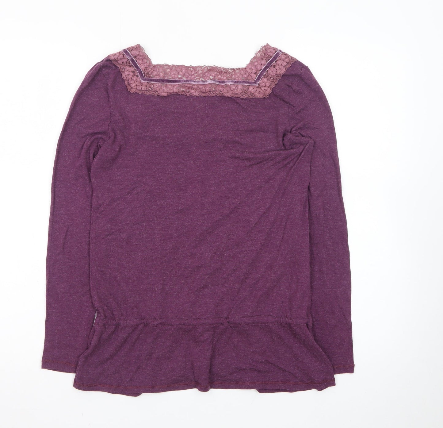 Dickins & Jones Womens Purple Long Sleeve Lace Trim Tunic Top M
