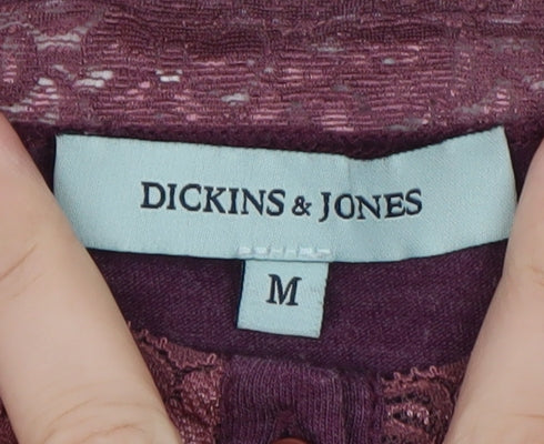 Dickins & Jones Womens Purple Long Sleeve Lace Trim Tunic Top M