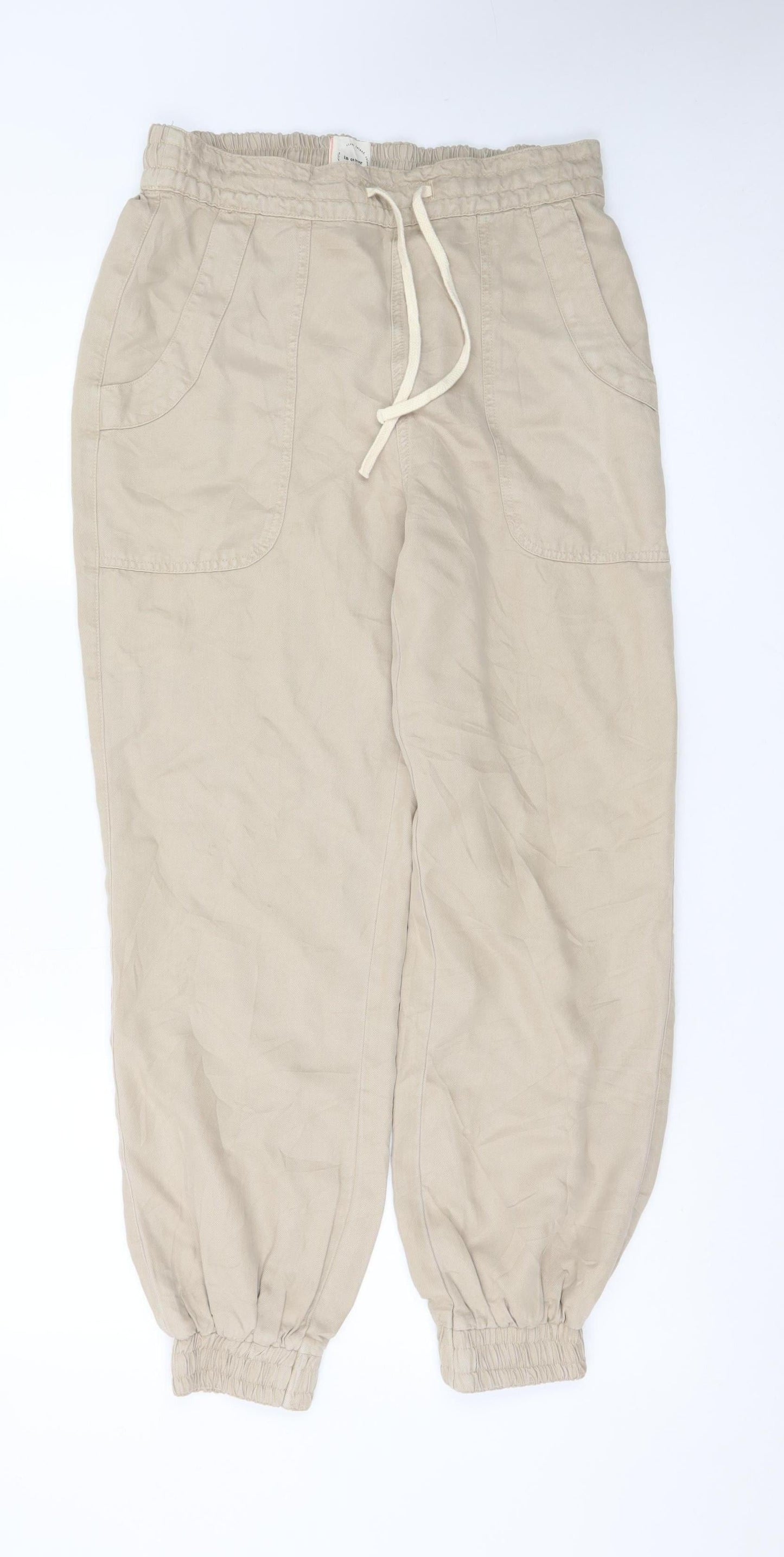 River Island Women’s Beige Linen Blend Jogger Trousers Size 10