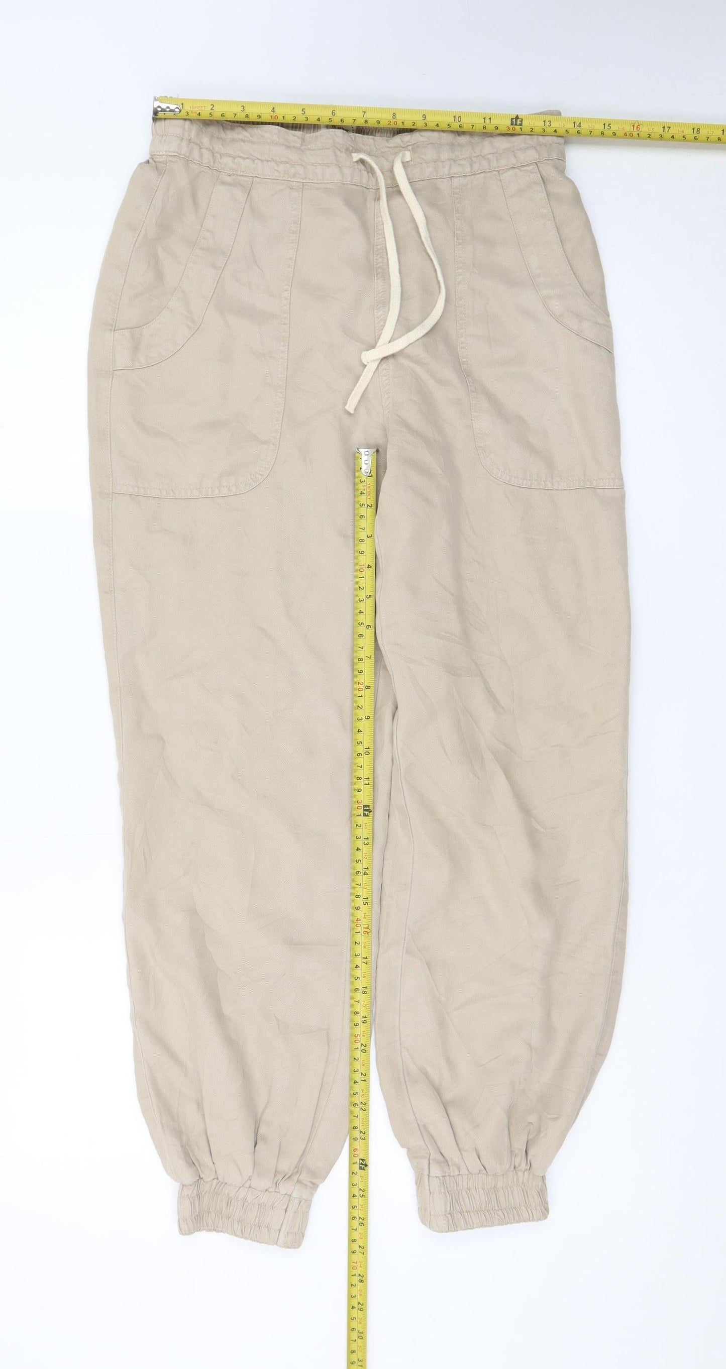 River Island Women’s Beige Linen Blend Jogger Trousers Size 10