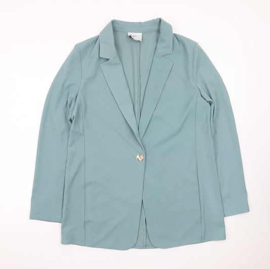 Preloved Next Women Blue Single Breasted Blazer Jacket Size 14 Polyester Blend - Front