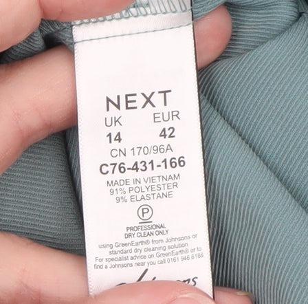 Next Women Blue Single Breasted Blazer Jacket Size 14 Polyester Blend