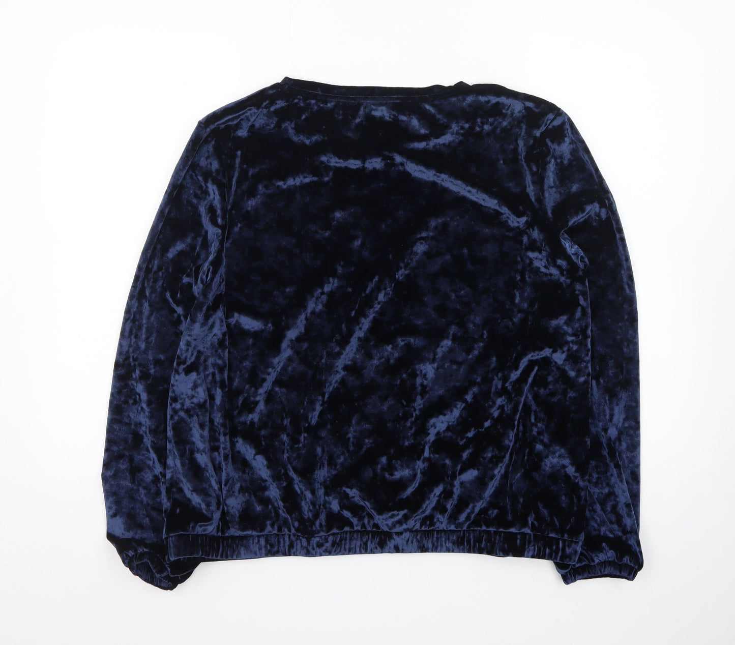 Marks and Spencer Women's Navy Blue Velvet Long Sleeve Pullover Sweatshirt UK 16