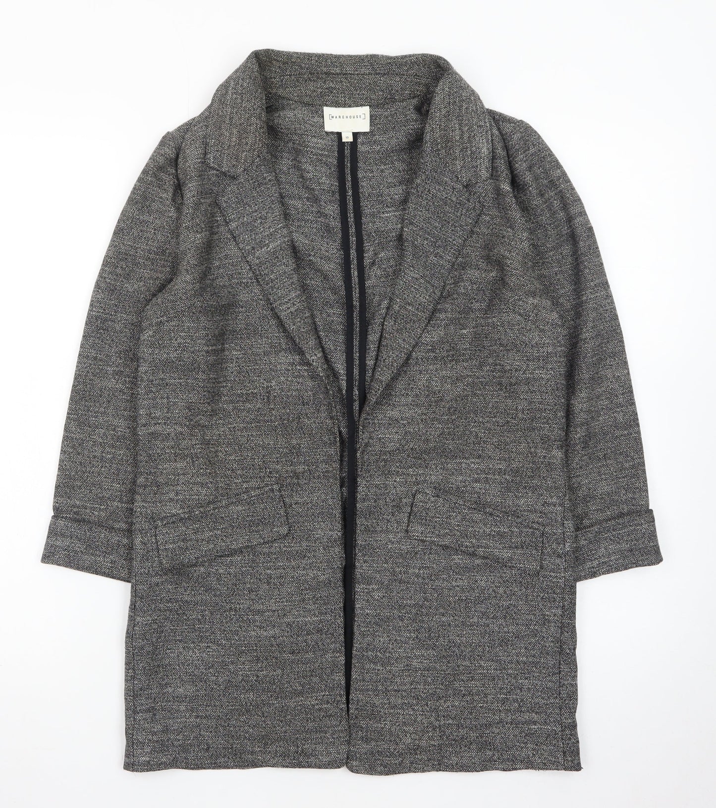 Warehouse Women Grey Longline Knit Cardigan Size 10