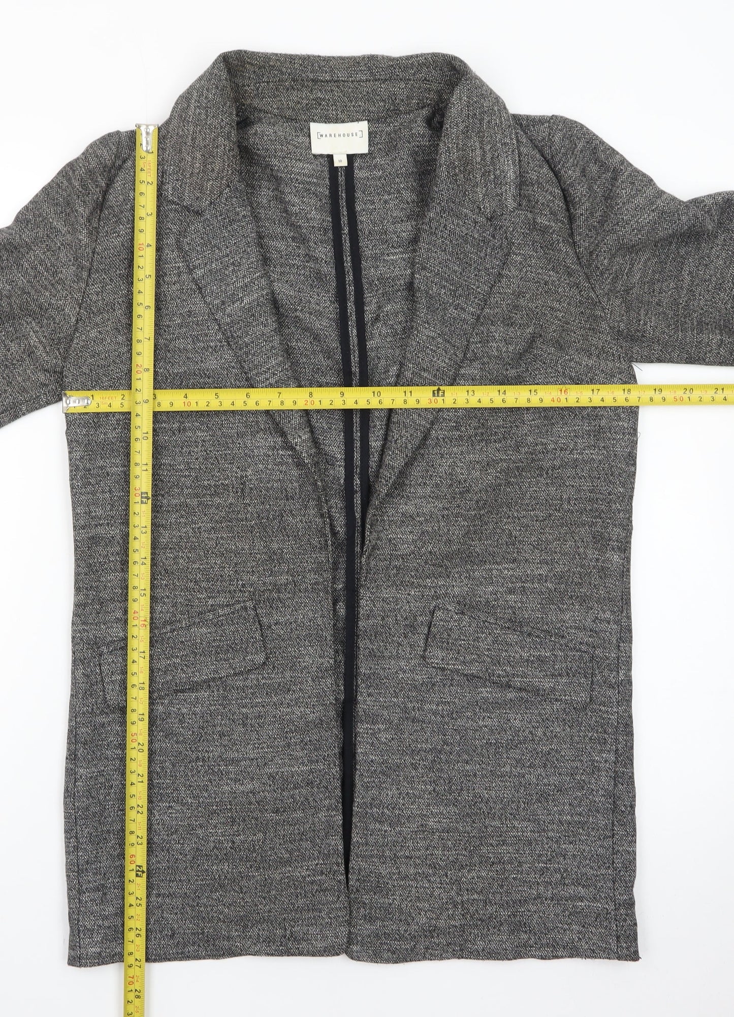 Warehouse Women Grey Longline Knit Cardigan Size 10