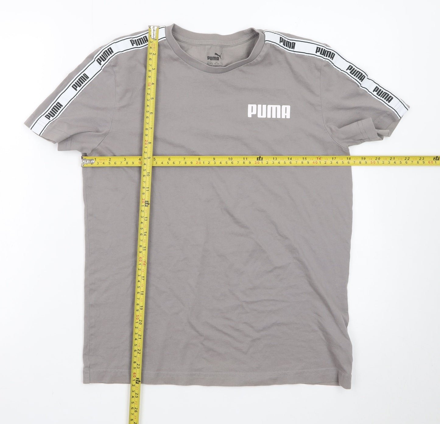 Puma Boys Grey Logo Short Sleeve T-Shirt 15-16 Years