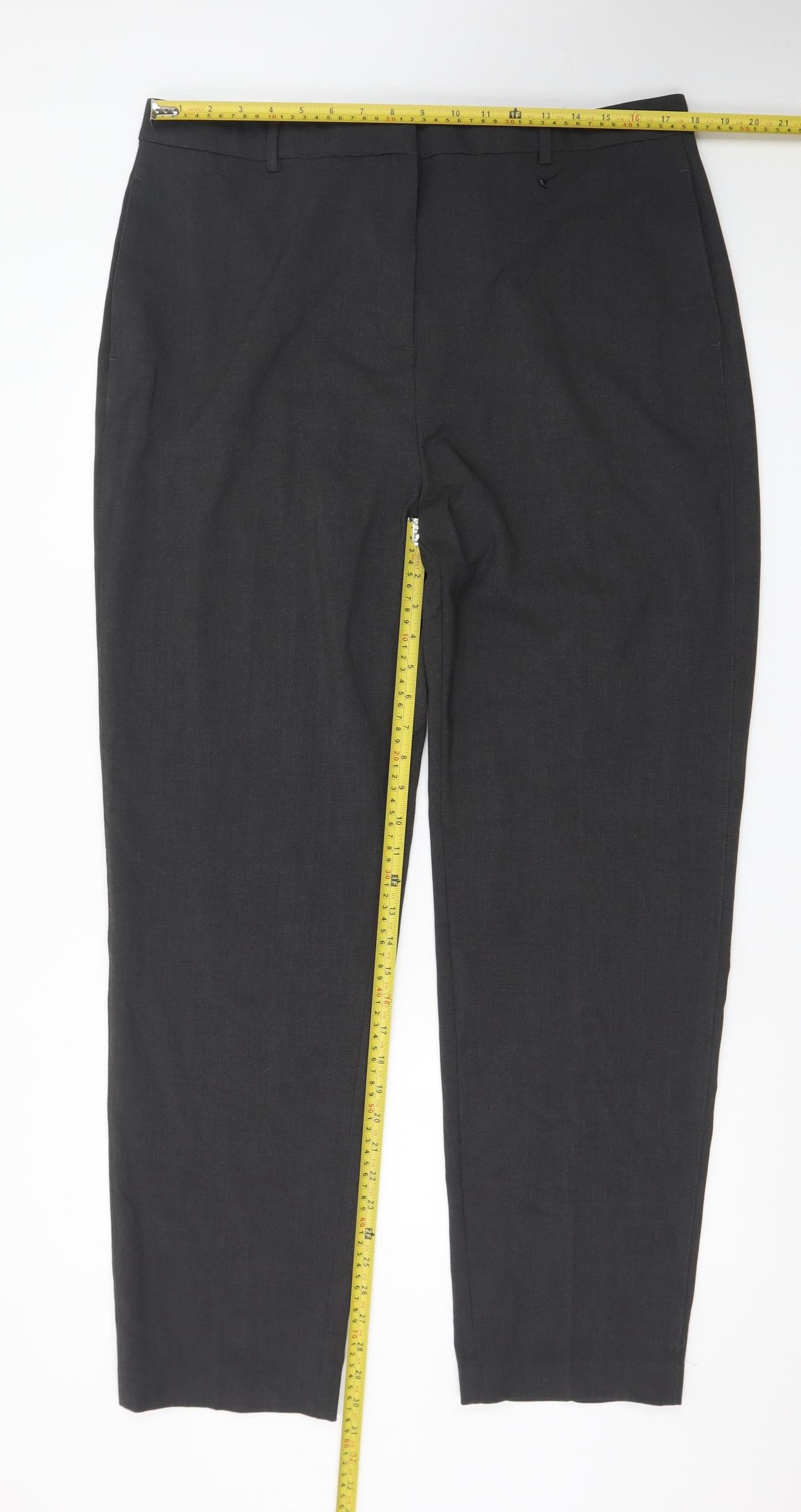 Marks and Spencer Women Charcoal Size 18 Long Dress Trousers