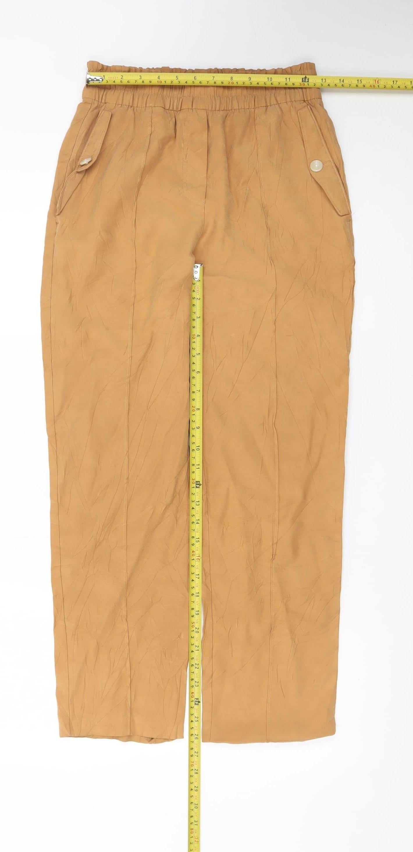 Next Women’s Beige Viscose Blend Trousers Size 8R Elastic Waist